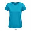 Dames T-shirt aqua blauw Ronde hals biologisch katoen