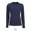 Dames T-shirt donkerblauw met lange mouw en ronde hals