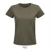 Dames T-shirt khaki biologisch katoen ronde hals