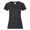 Dames T-shirt met V-hals donker gemêleerd grijs Fruit of the Loom