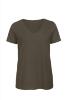 Dames T-shirt met V-hals khaki