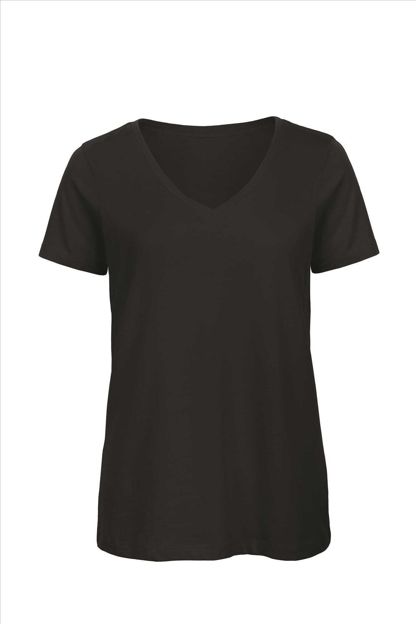 Dames T-shirt met V-hals zwart