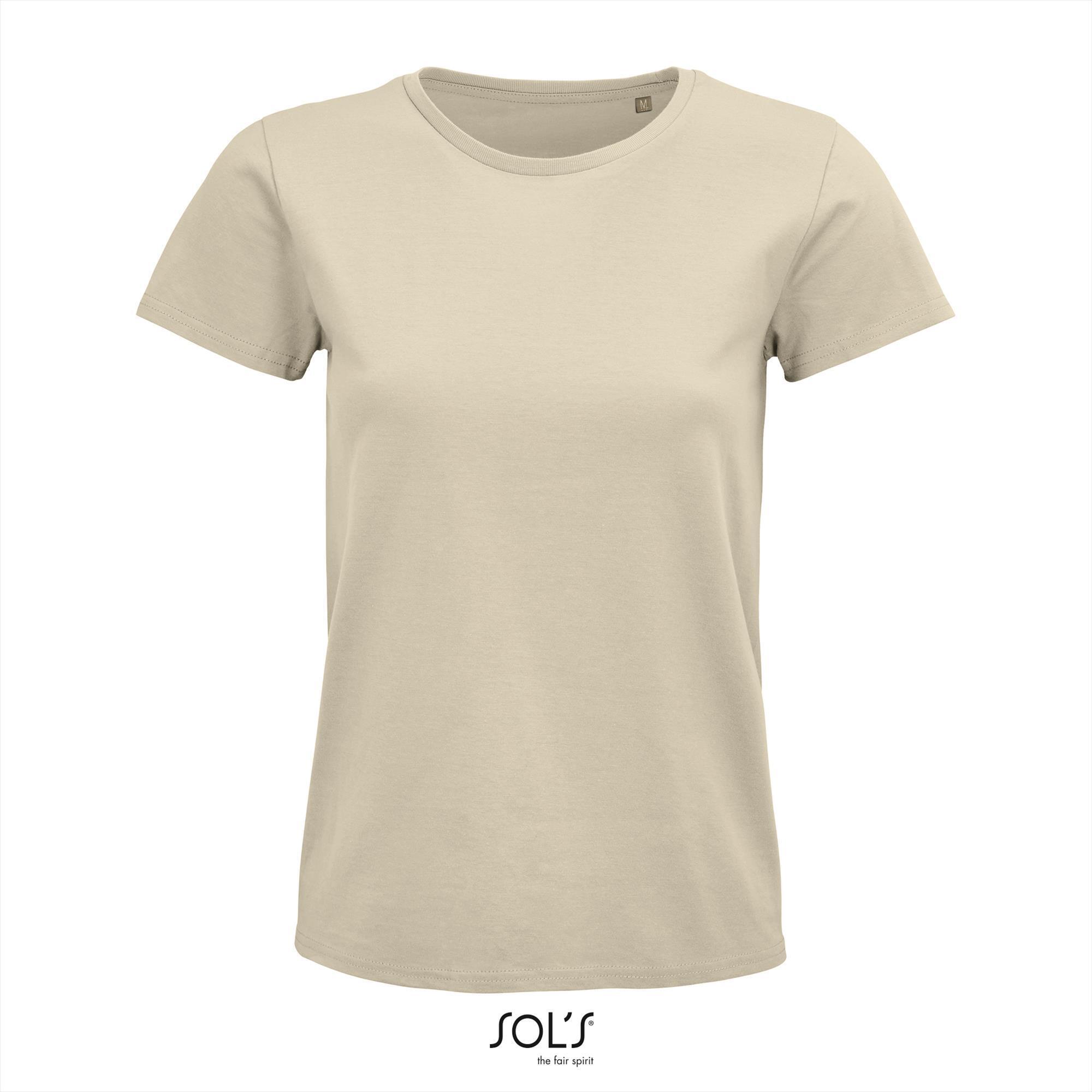 Dames T-shirt naturel biologisch katoen ronde hals