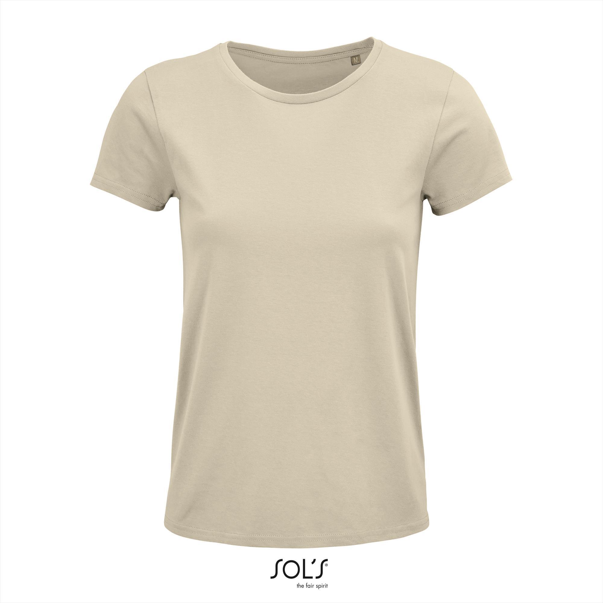 Dames T-shirt naturel Ronde hals biologisch katoen