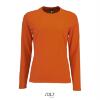 Dames T-shirt oranje met lange mouw en ronde hals