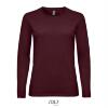 Dames T-shirt oxblood rood met lange mouw en ronde hals