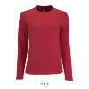 Dames T-shirt rood met lange mouw en ronde hals