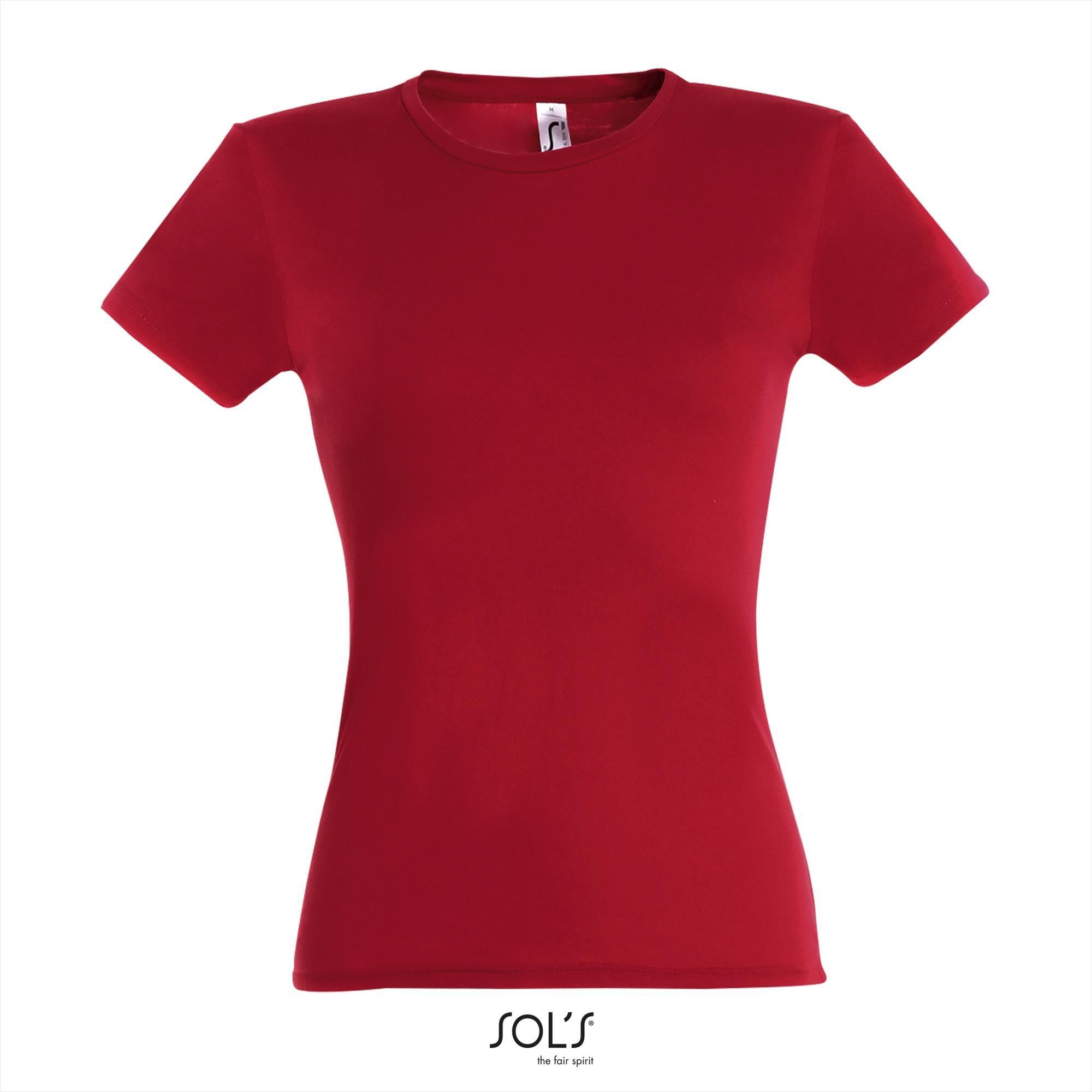 Dames T-shirt rood ronde hals