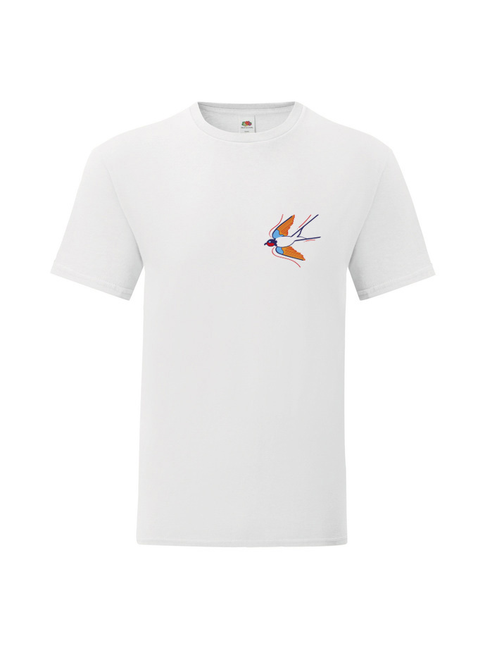 Design T-shirt korte mouw met zwaluw op de borst