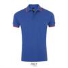 Elegante fraaie heren polo royal blauw met neon koraal rood bedrukbaar personaliseren