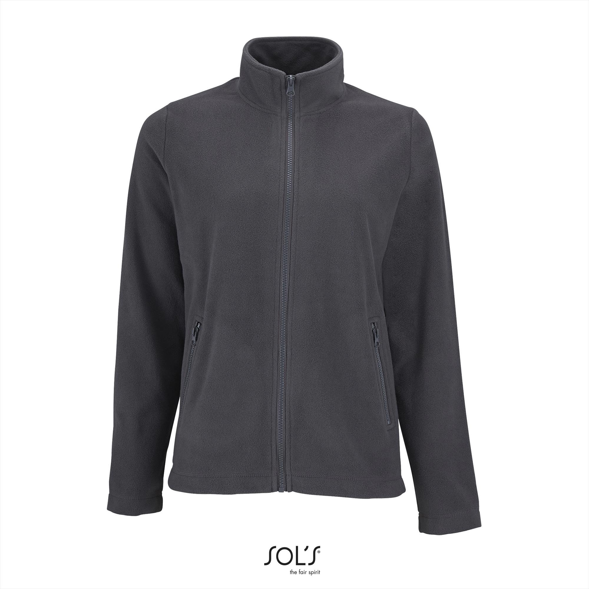 Fleece outdoorvest voor dames bedrukken charcoal grijs