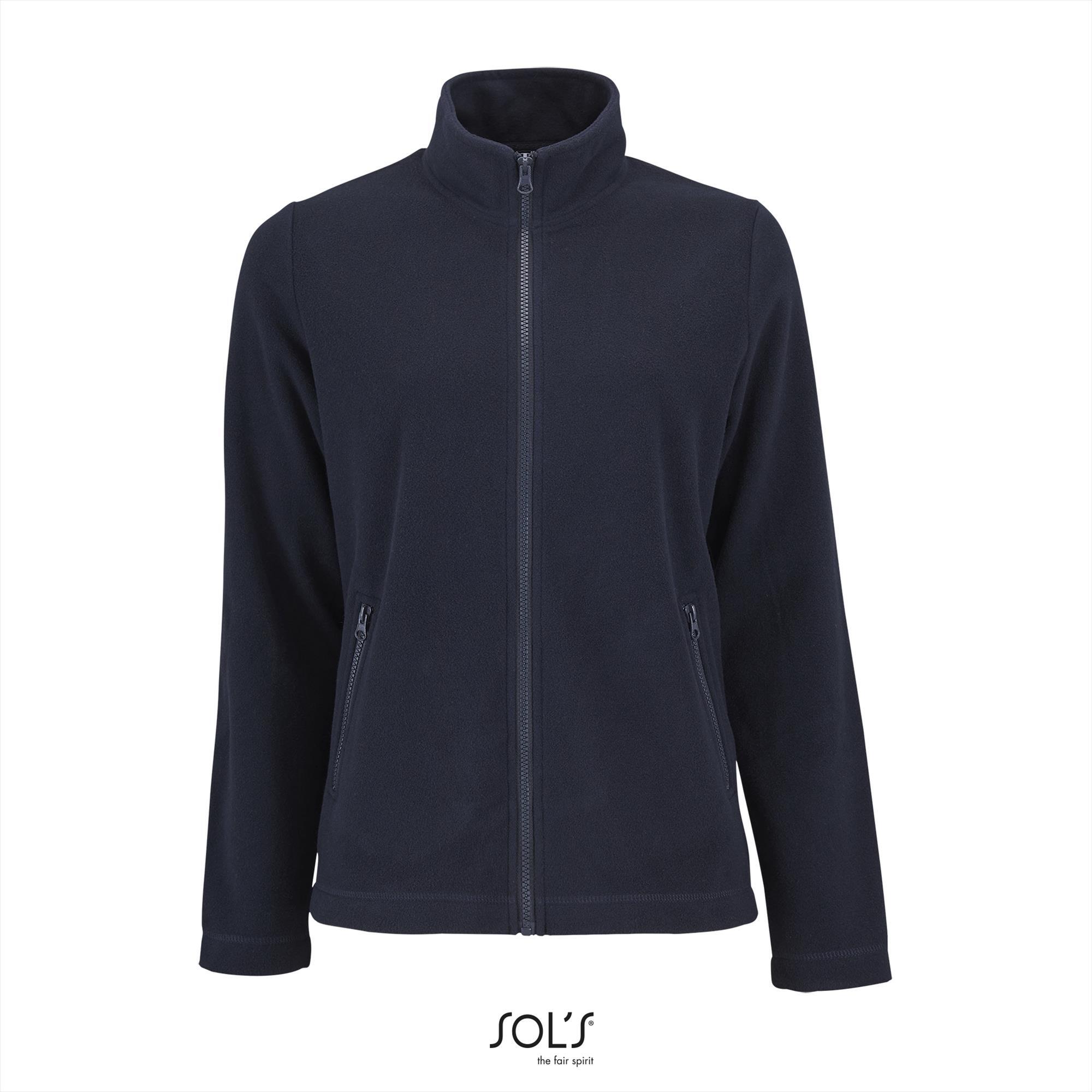 Fleece outdoorvest voor dames bedrukken donkerblauw