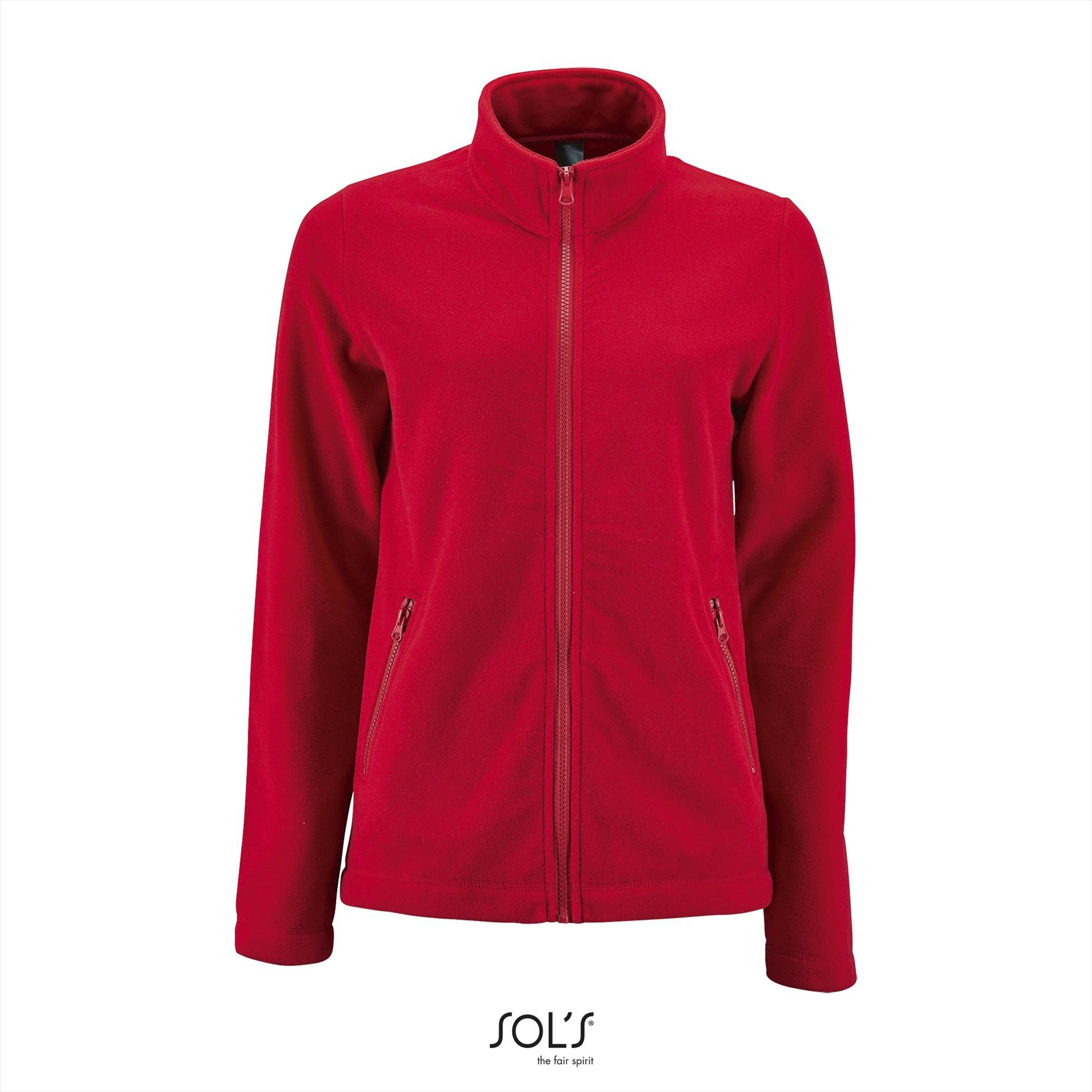 Fleece outdoorvest voor dames bedrukken rood