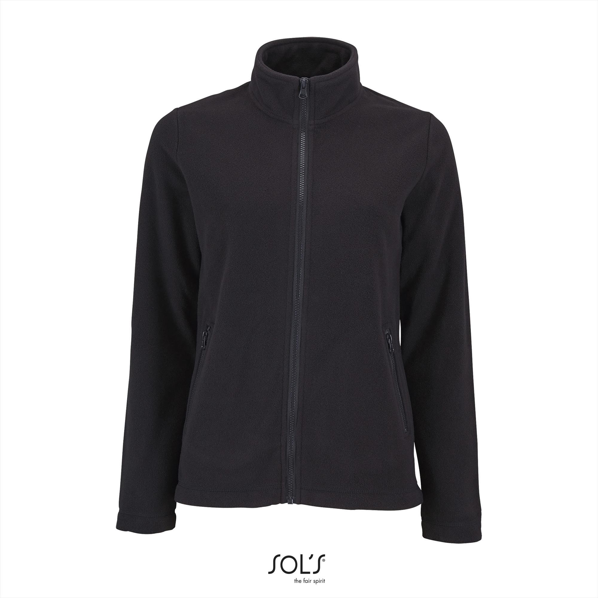 Fleece outdoorvest voor dames bedrukken zwart