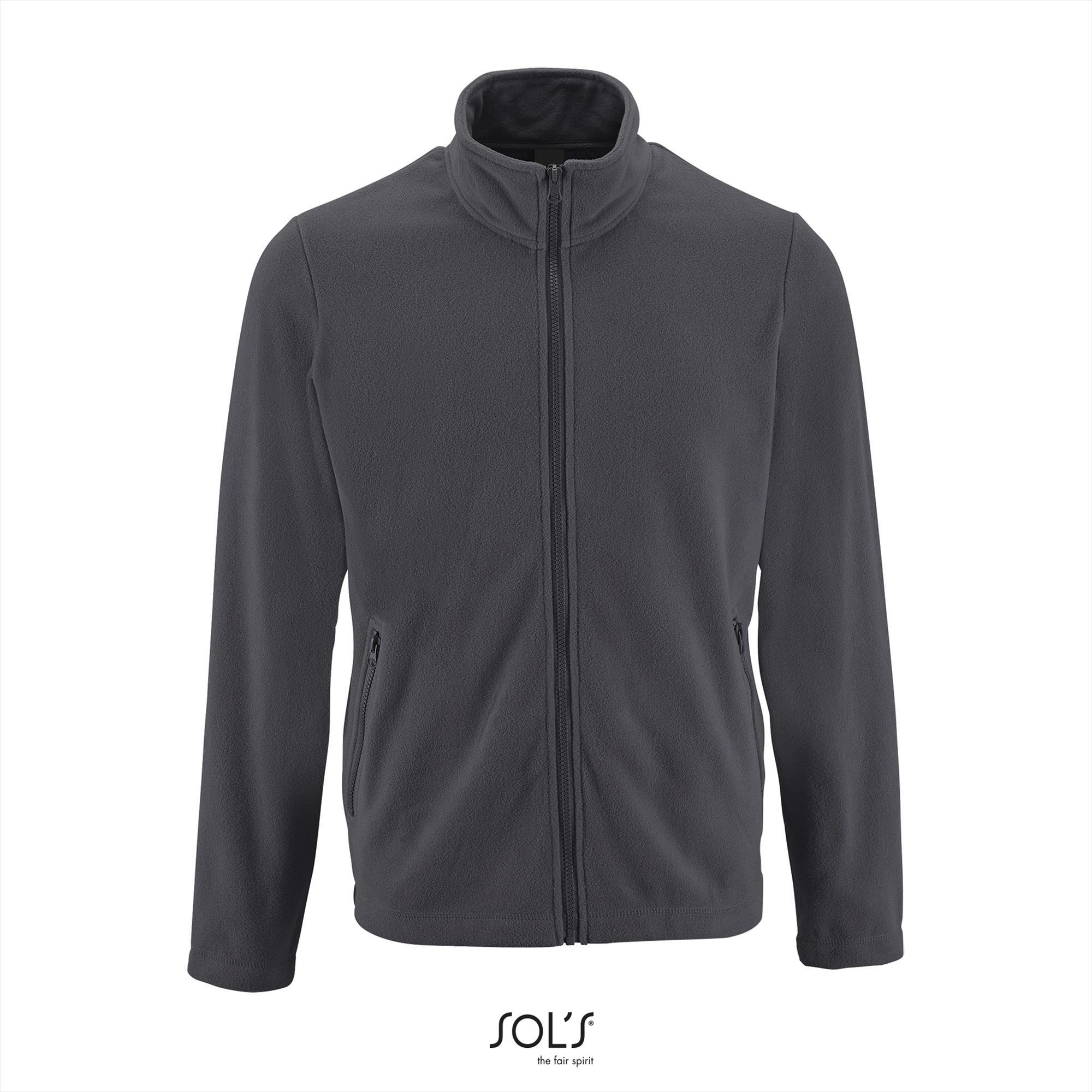 Fleece outdoorvest voor heren bedrukken charcoal grijs