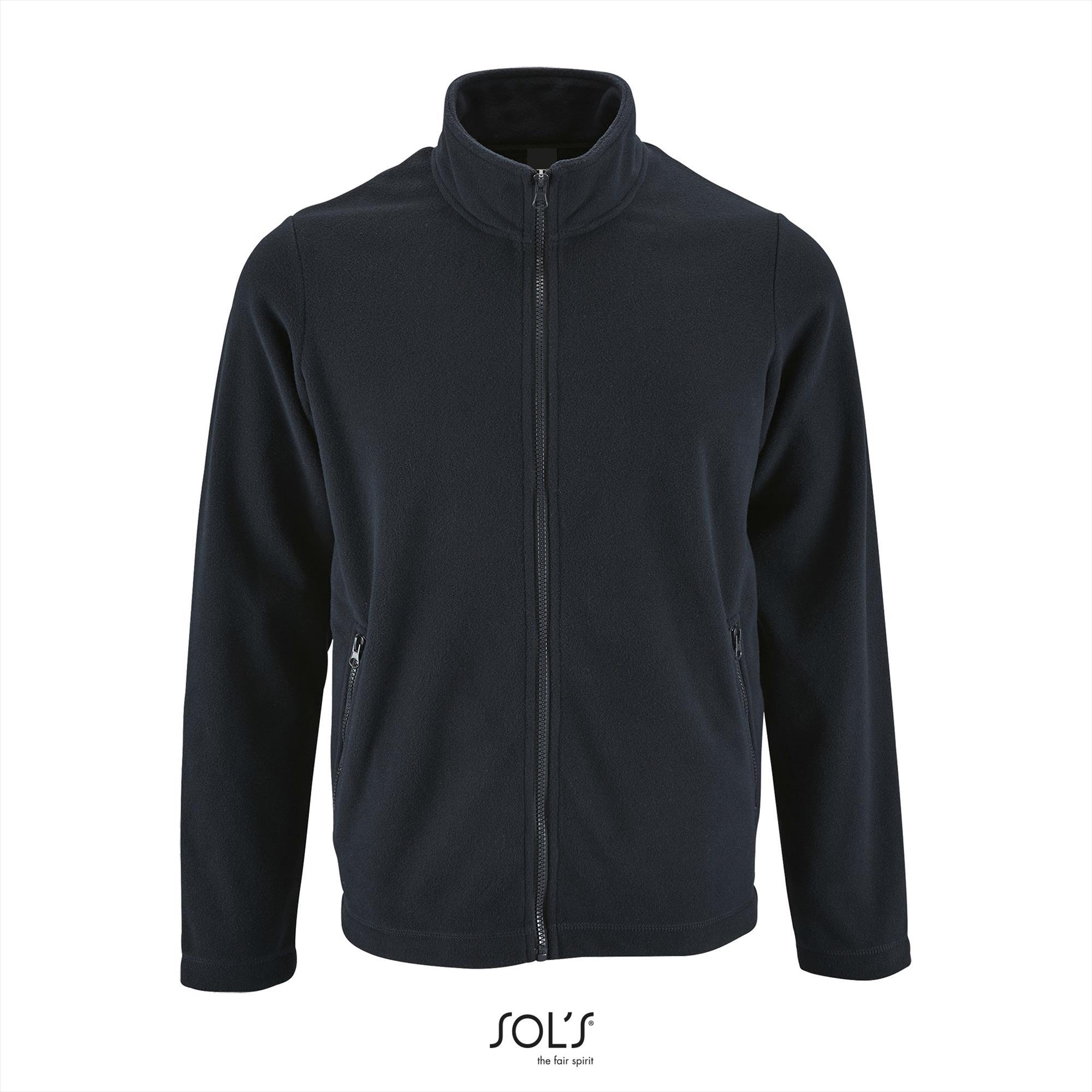 Fleece outdoorvest voor heren bedrukken donkerblauw