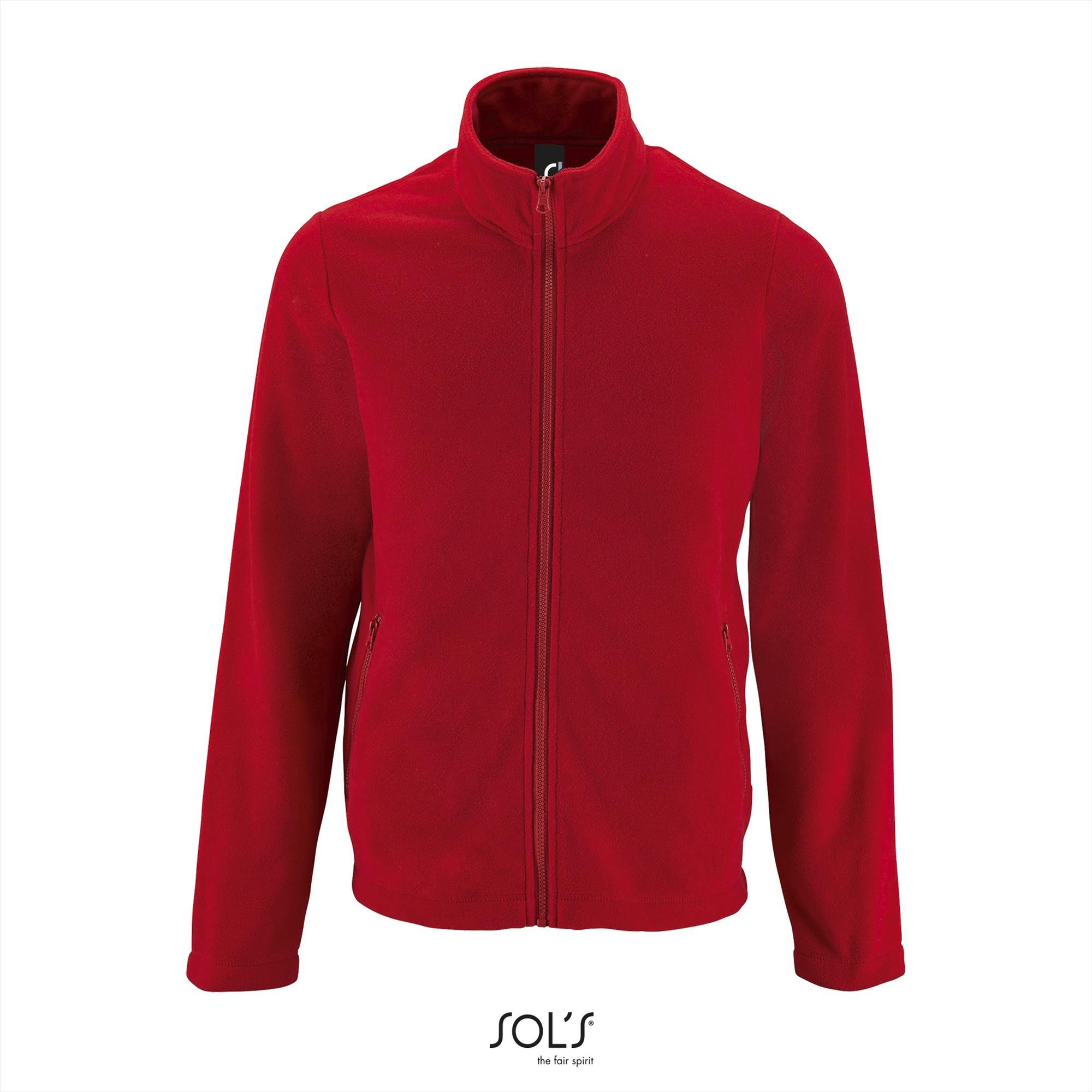 Fleece outdoorvest voor heren bedrukken rood