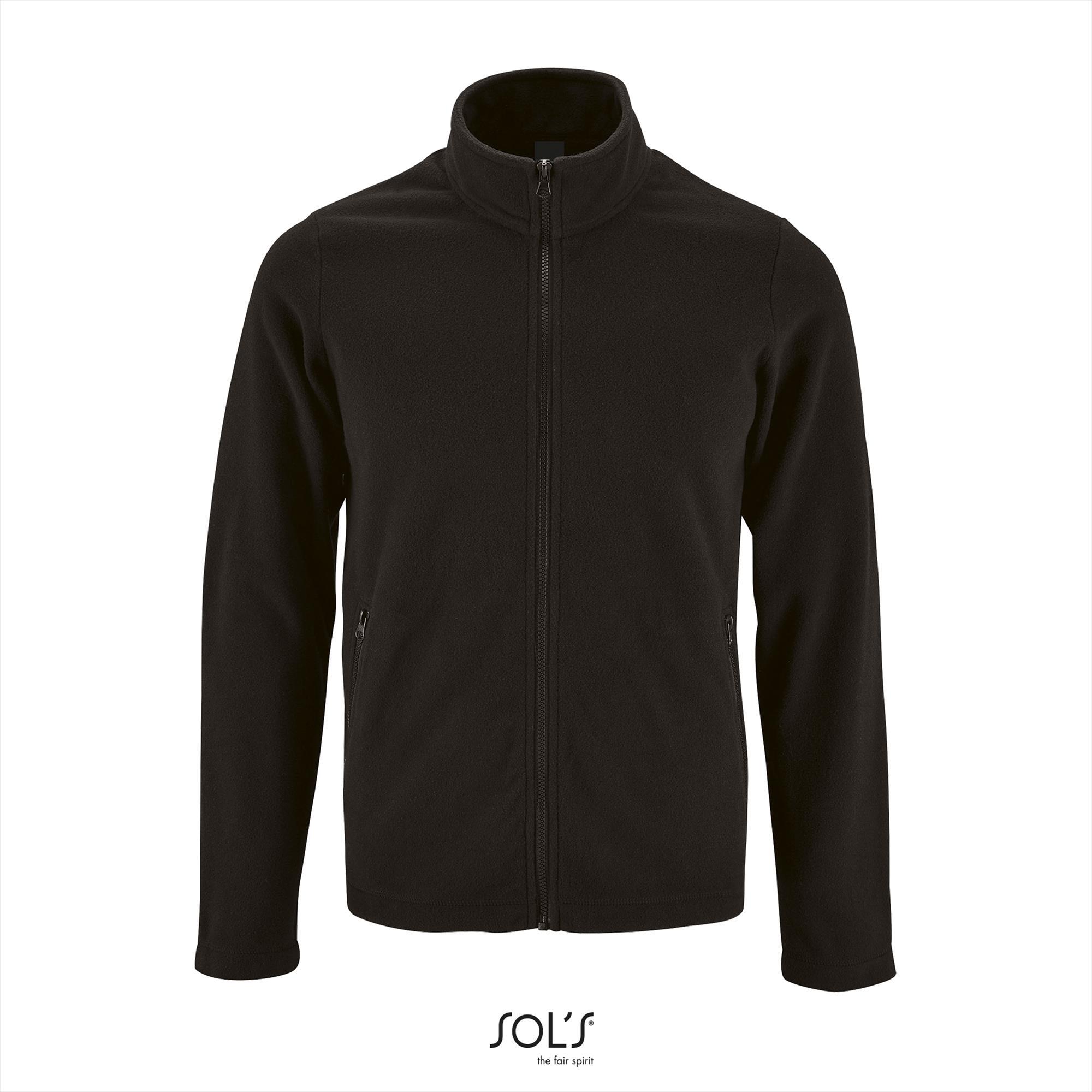 Fleece outdoorvest voor heren bedrukken zwart