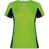 Fraaie sport dames T-shirt fluor groen met zwart