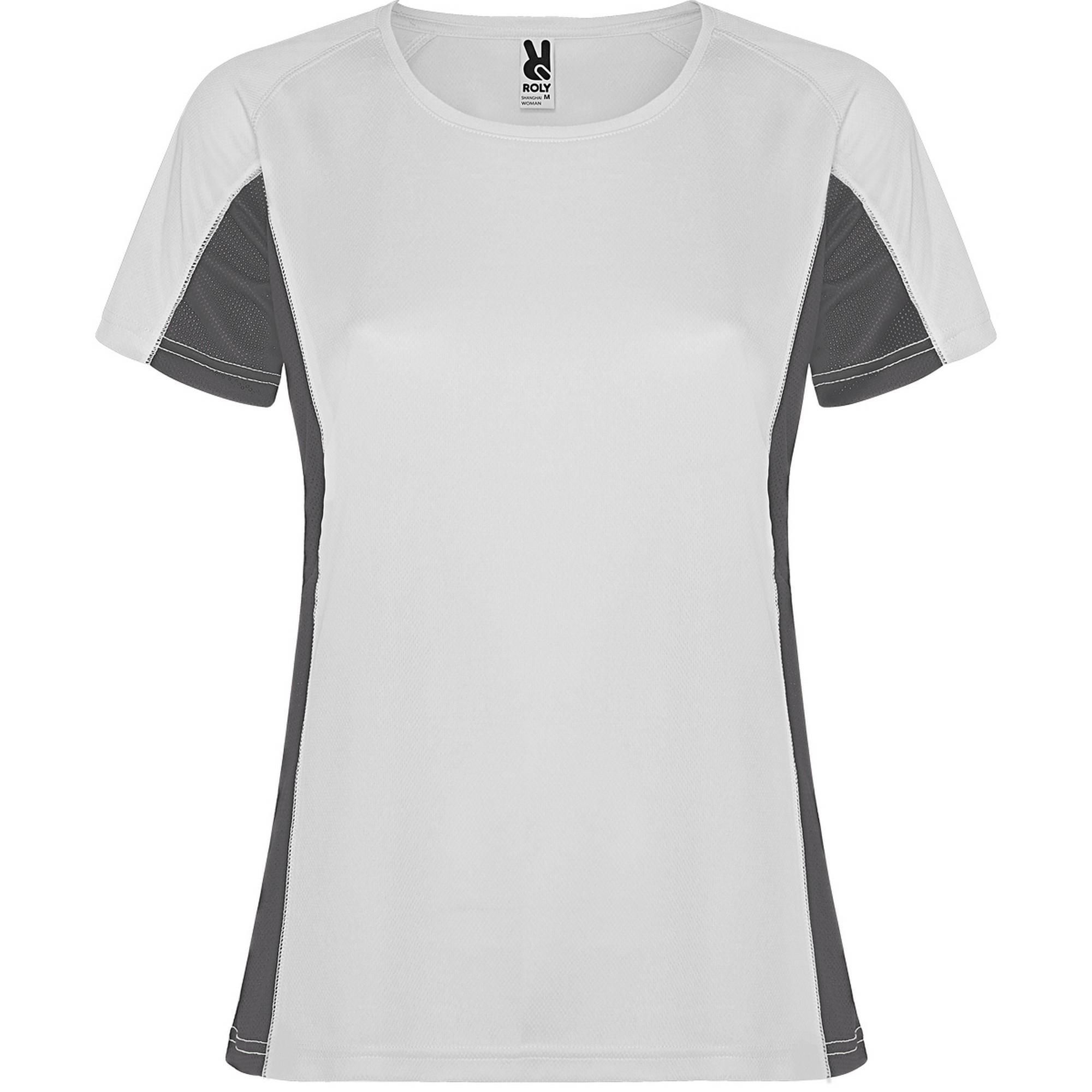 Fraaie sport dames T-shirt wit met donkergrijs