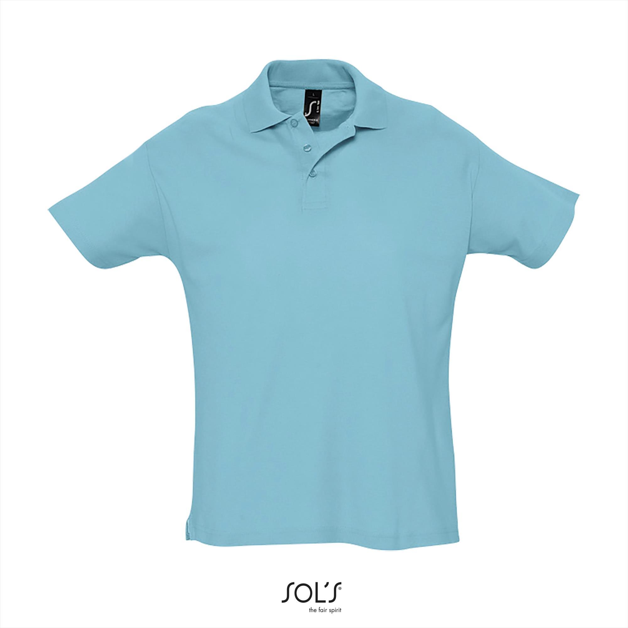 Heren polo atoll blauw korte mouw unisex