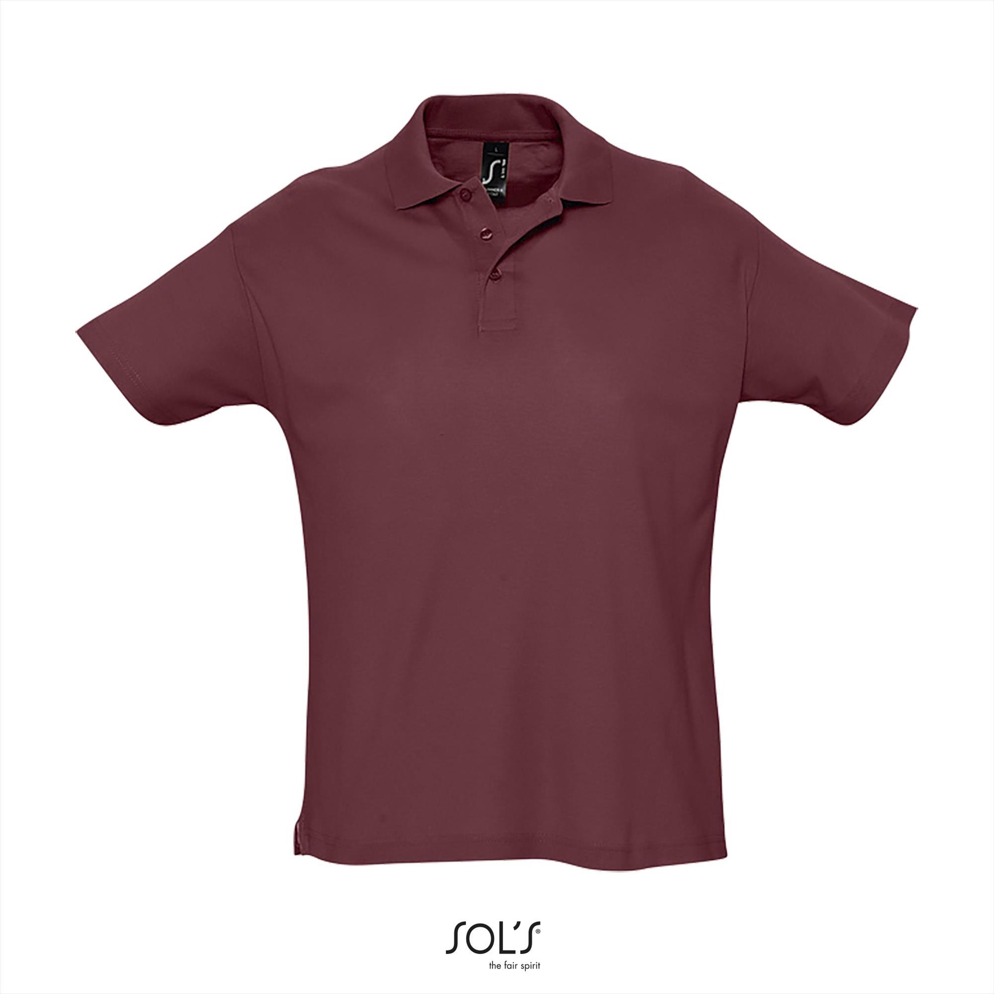 Heren polo bordeaux korte mouw unisex