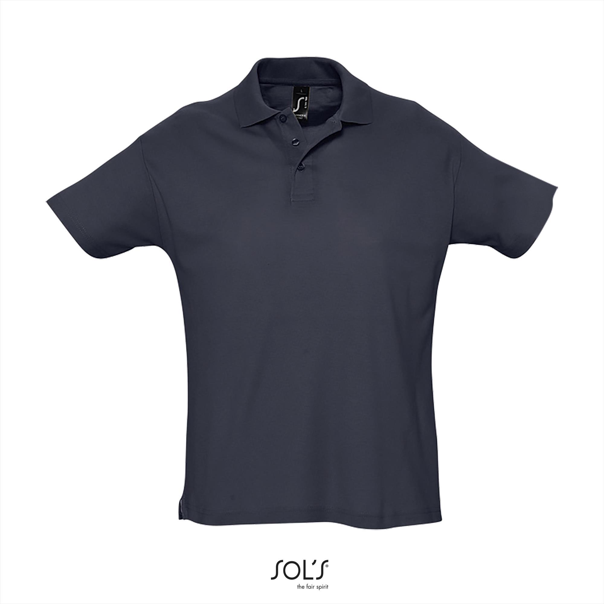 Heren polo donkerblauw korte mouw unisex