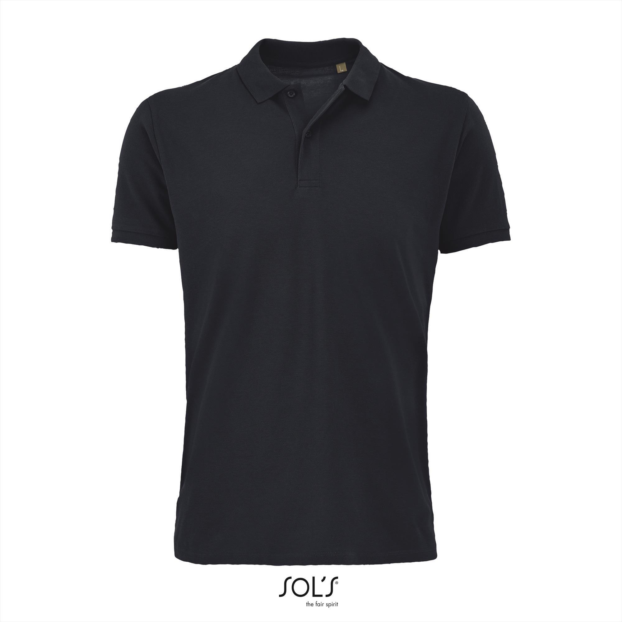 Heren polo donkerblauw Regular Fit model biologisch katoen