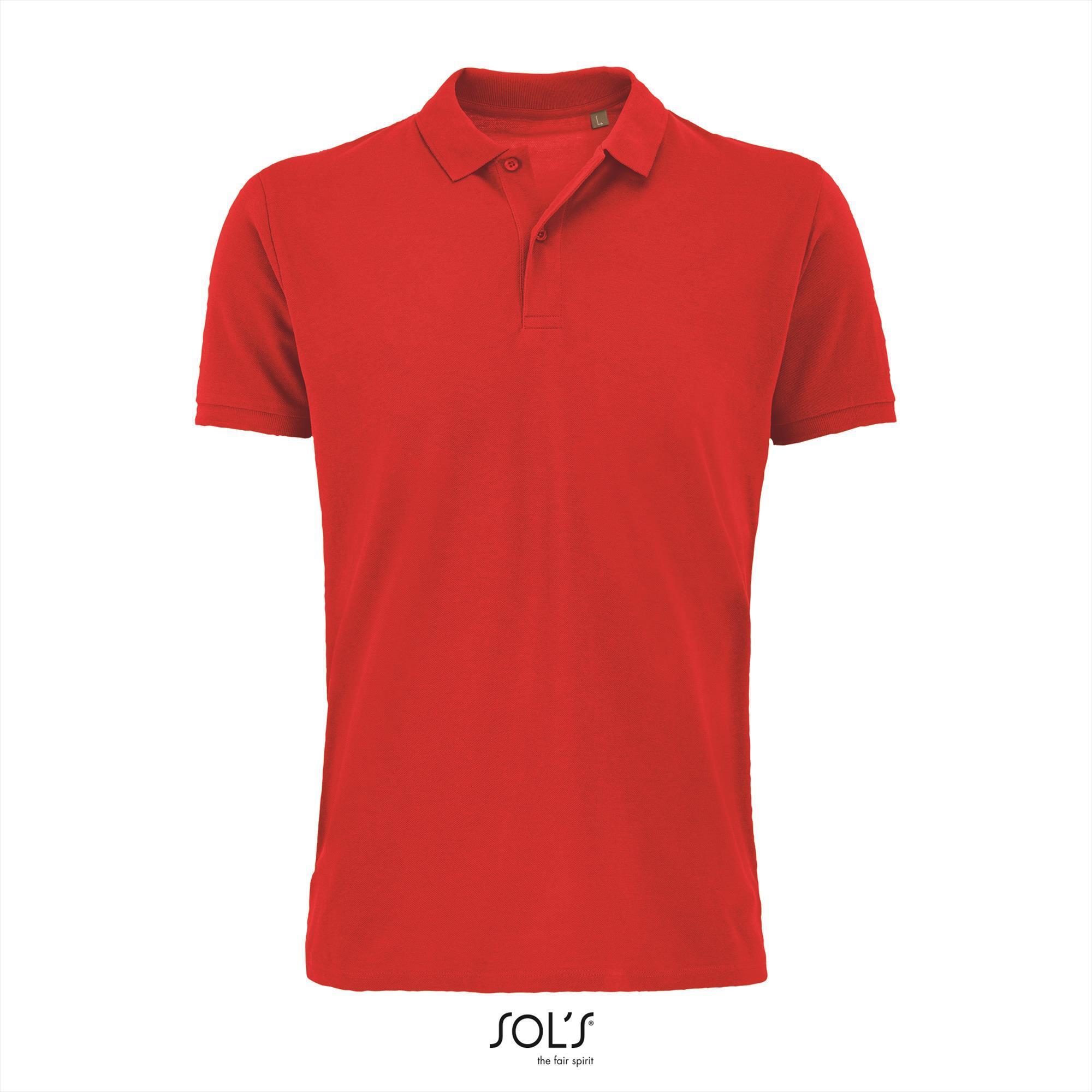 Heren polo rood Regular Fit model biologisch katoen