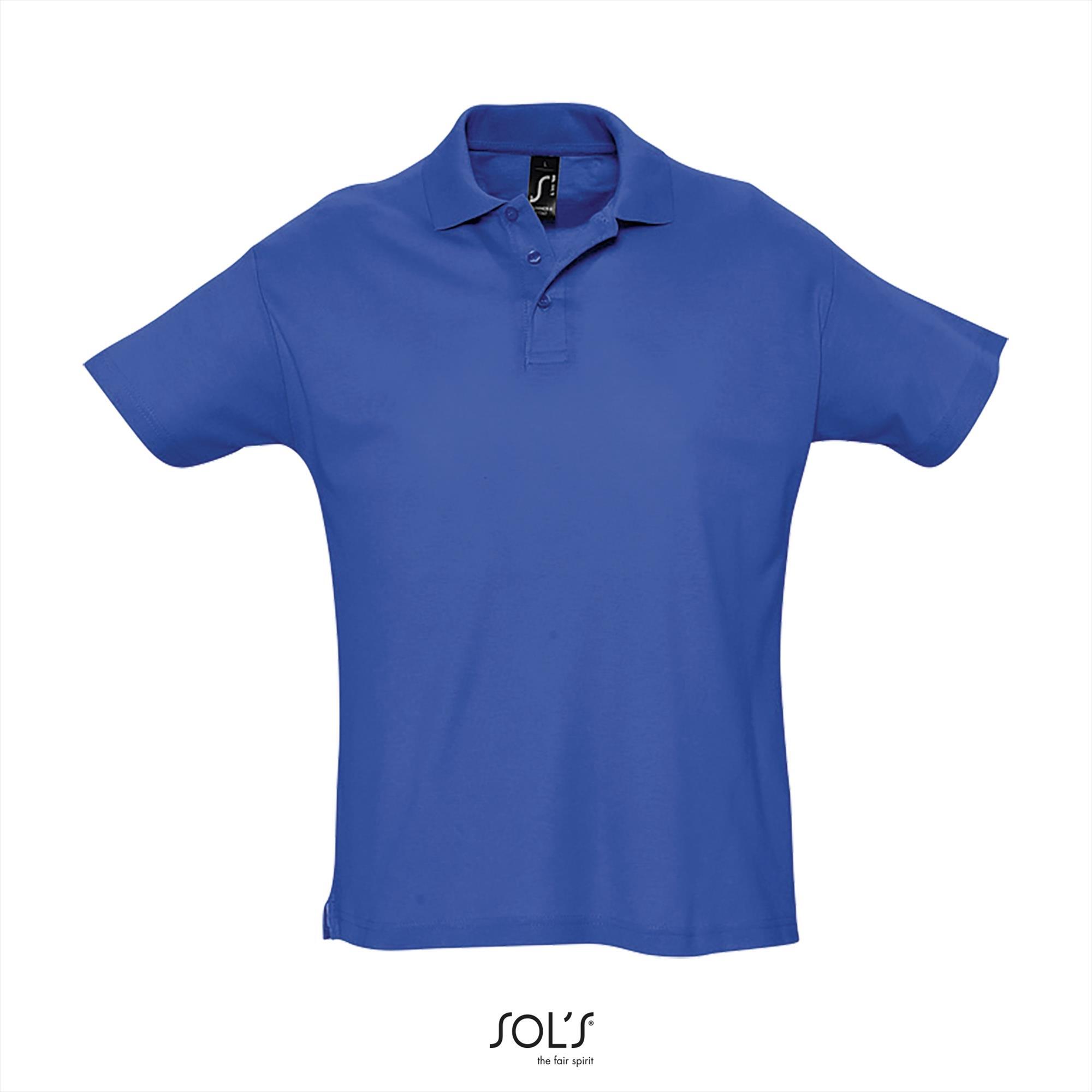 Heren polo royal blauw korte mouw unisex