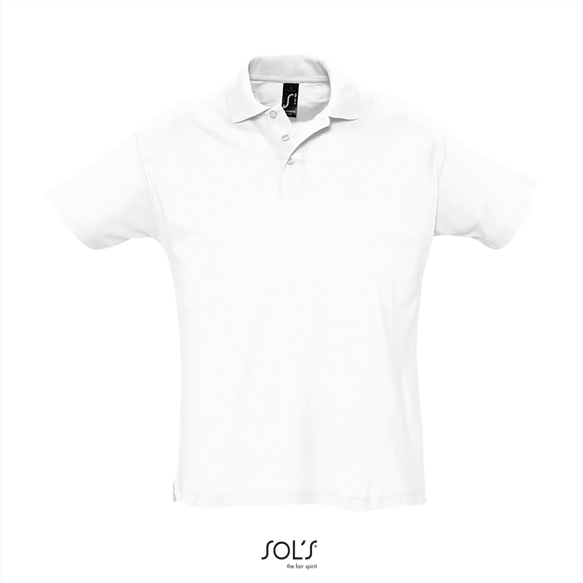 Heren polo wit korte mouw unisex