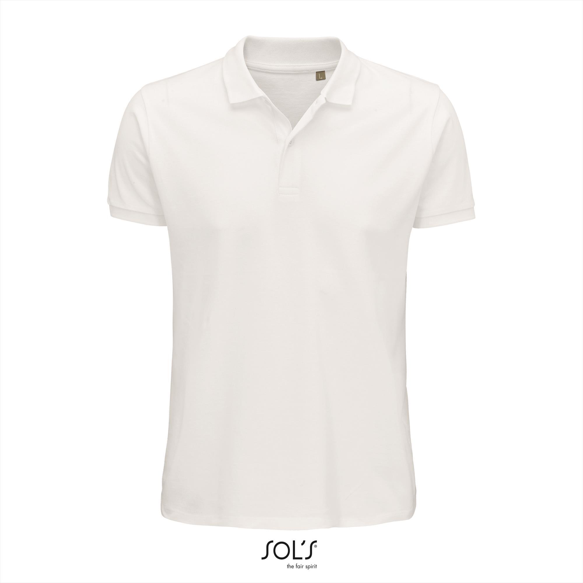 Heren polo wit Regular Fit model biologisch katoen