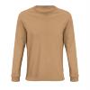 Heren shirt Ronde hals donker beige katoen met lange mouwen