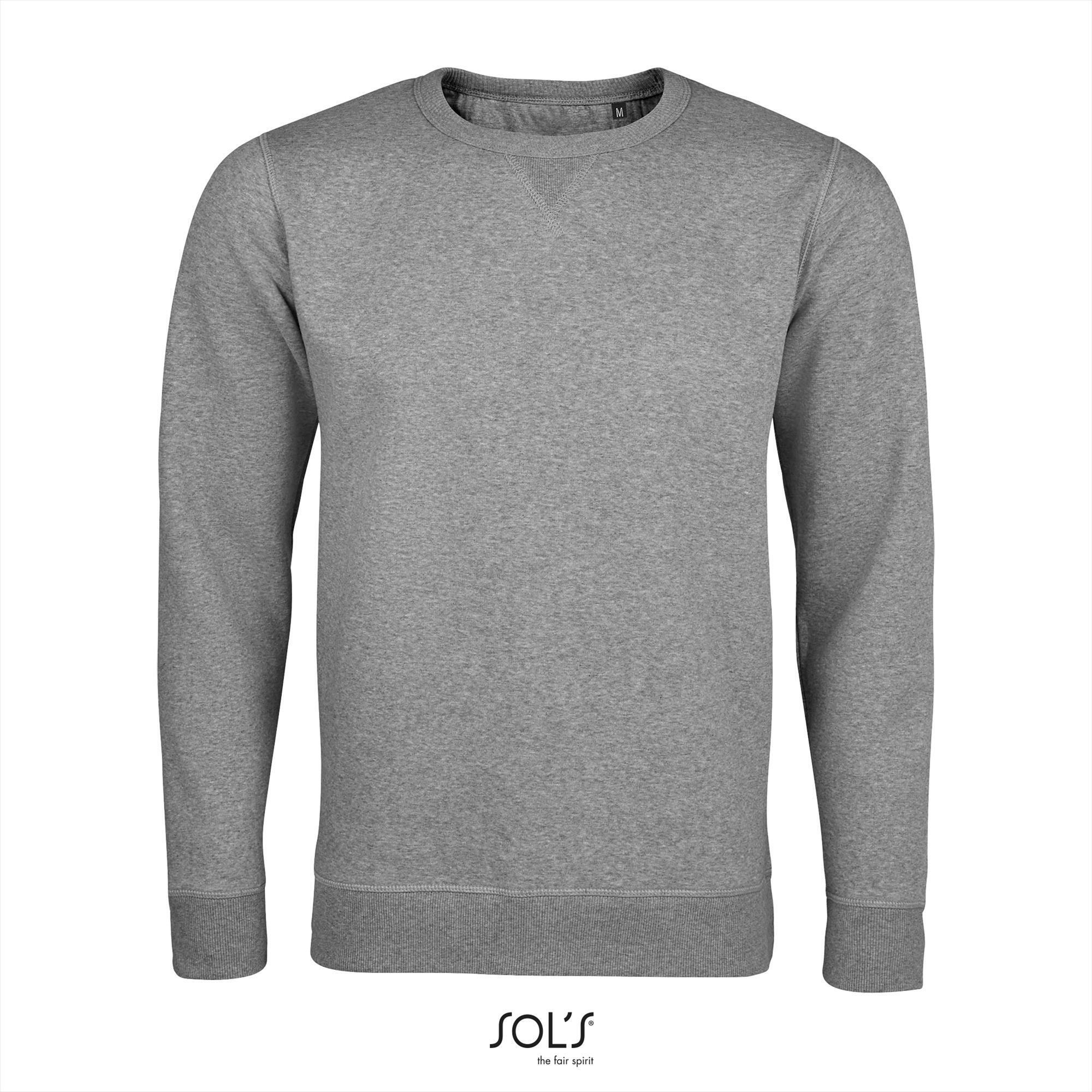 Heren sweatshirt grijs melange personaliseren