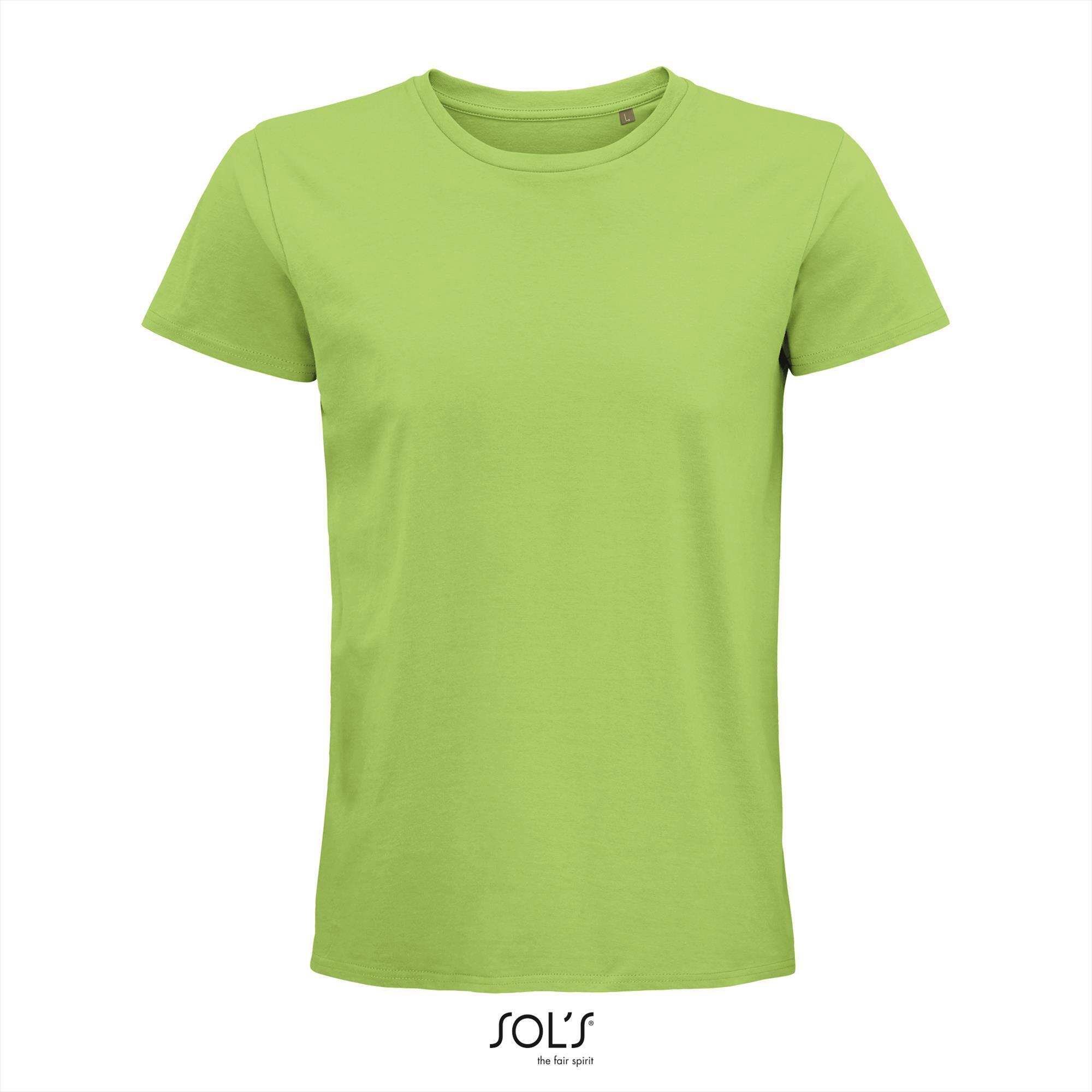 Heren T-shirt appel groen biologisch katoen ronde hals