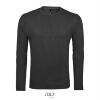 Heren T-shirt charcoal melange lange mouw en ronde hals
