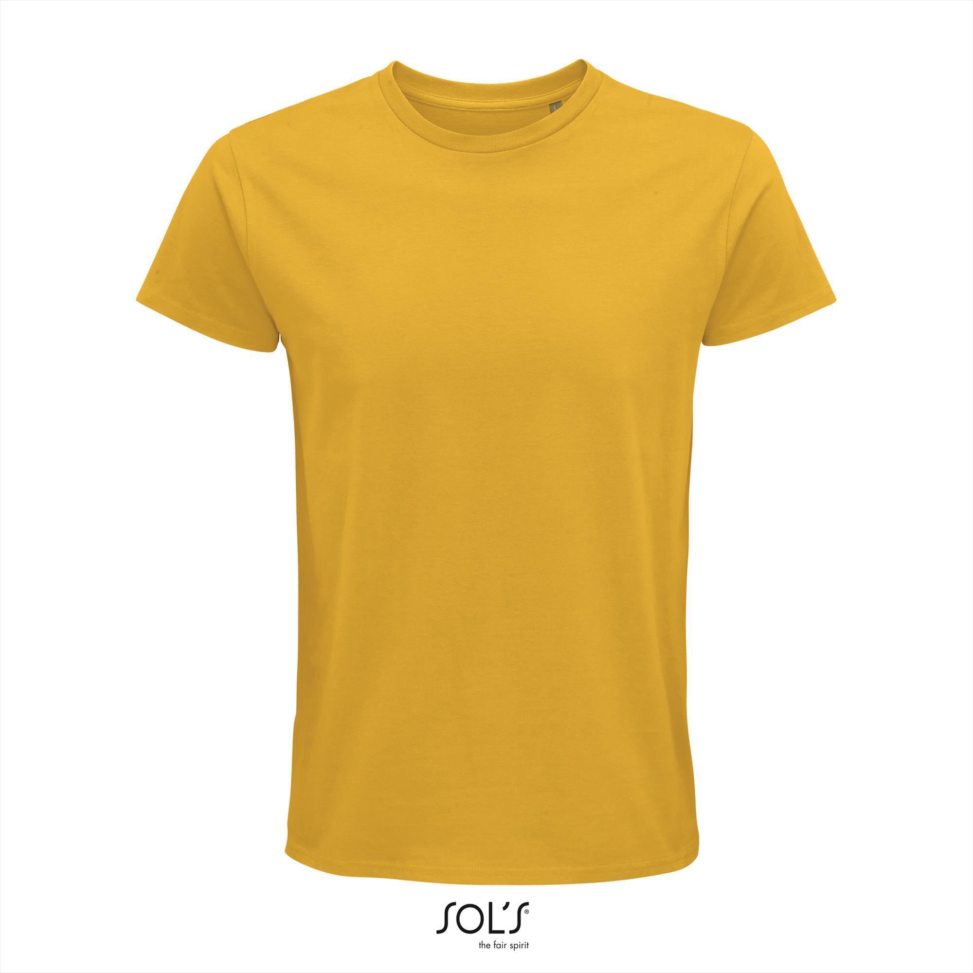 Heren T-shirt goud geel biologisch katoen ronde hals