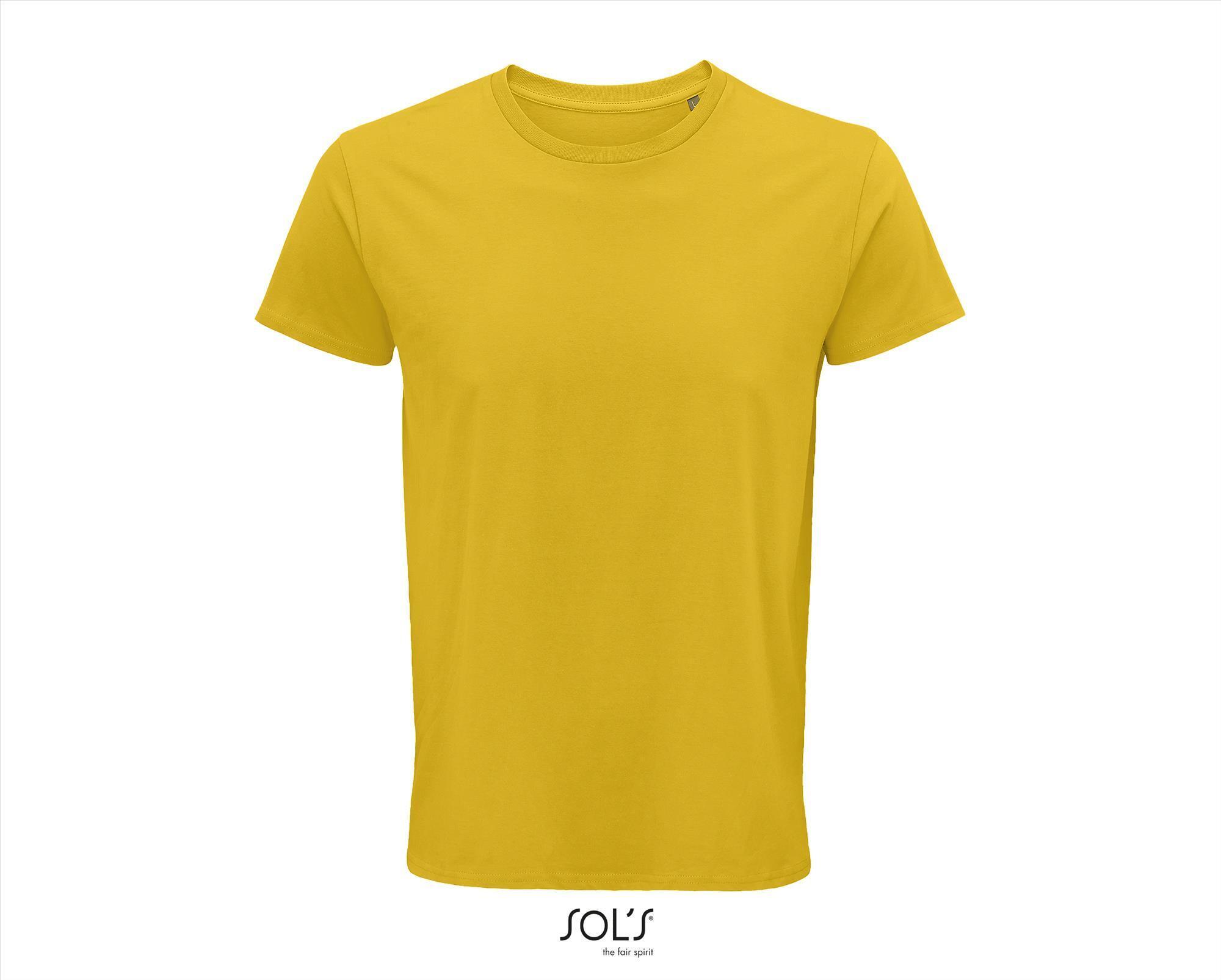 Heren T-shirt goud geel Ronde hals biologisch katoen