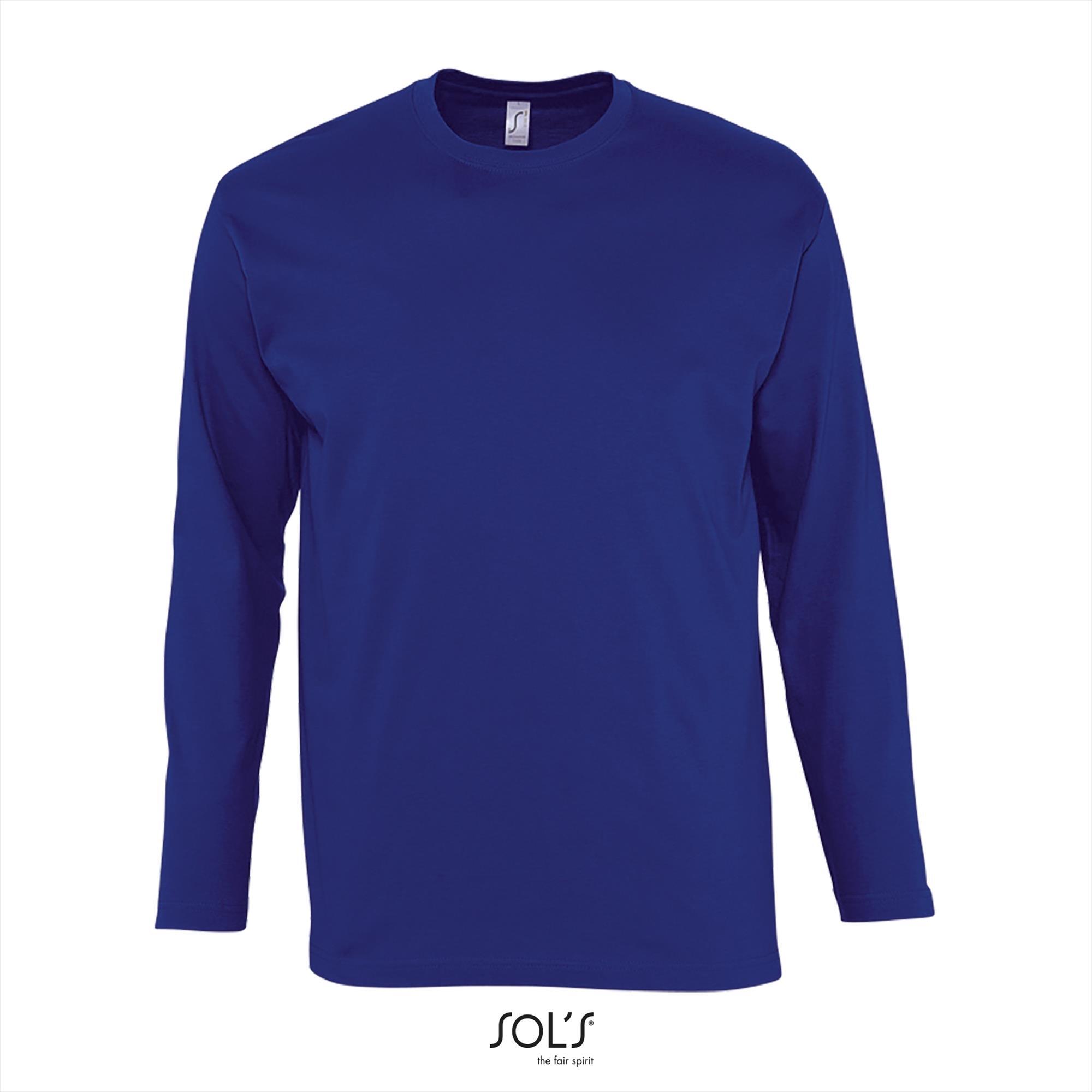 Heren T-shirt Marine blauw Lange mouw T-shirt ronde hals