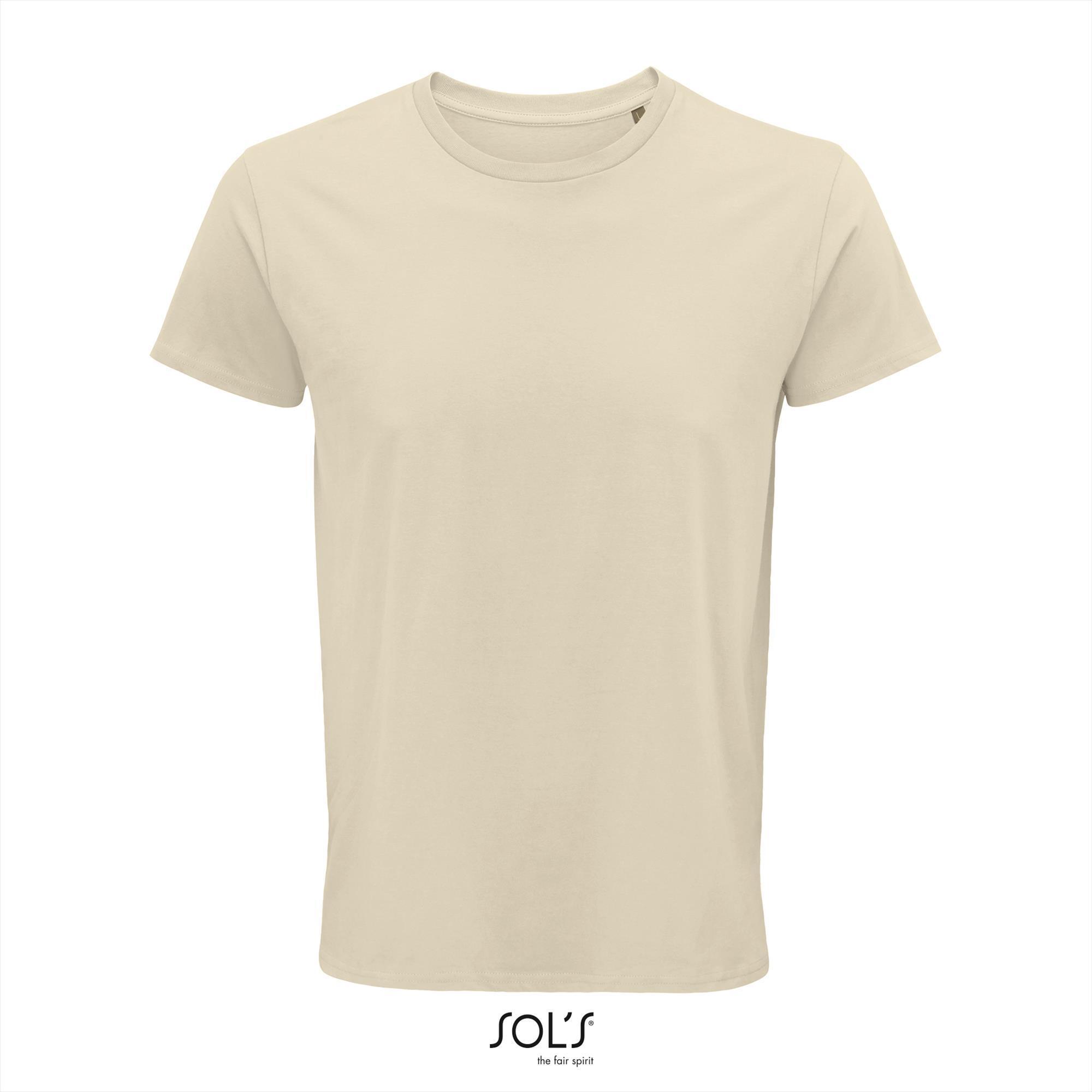 Heren T-shirt naturel Ronde hals biologisch katoen