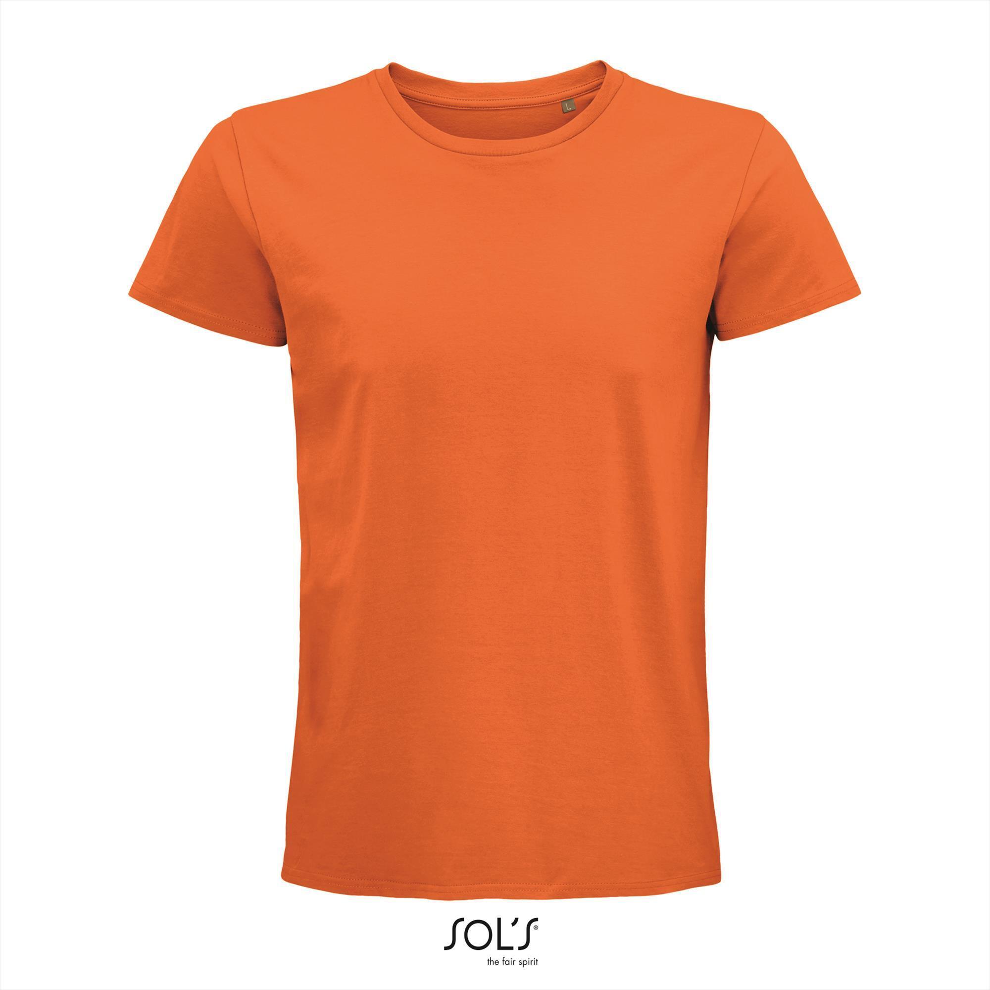 Heren T-shirt oranje biologisch katoen ronde hals