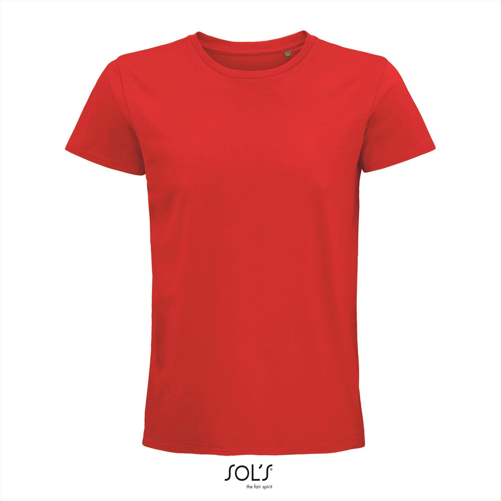 Heren T-shirt rood biologisch katoen ronde hals