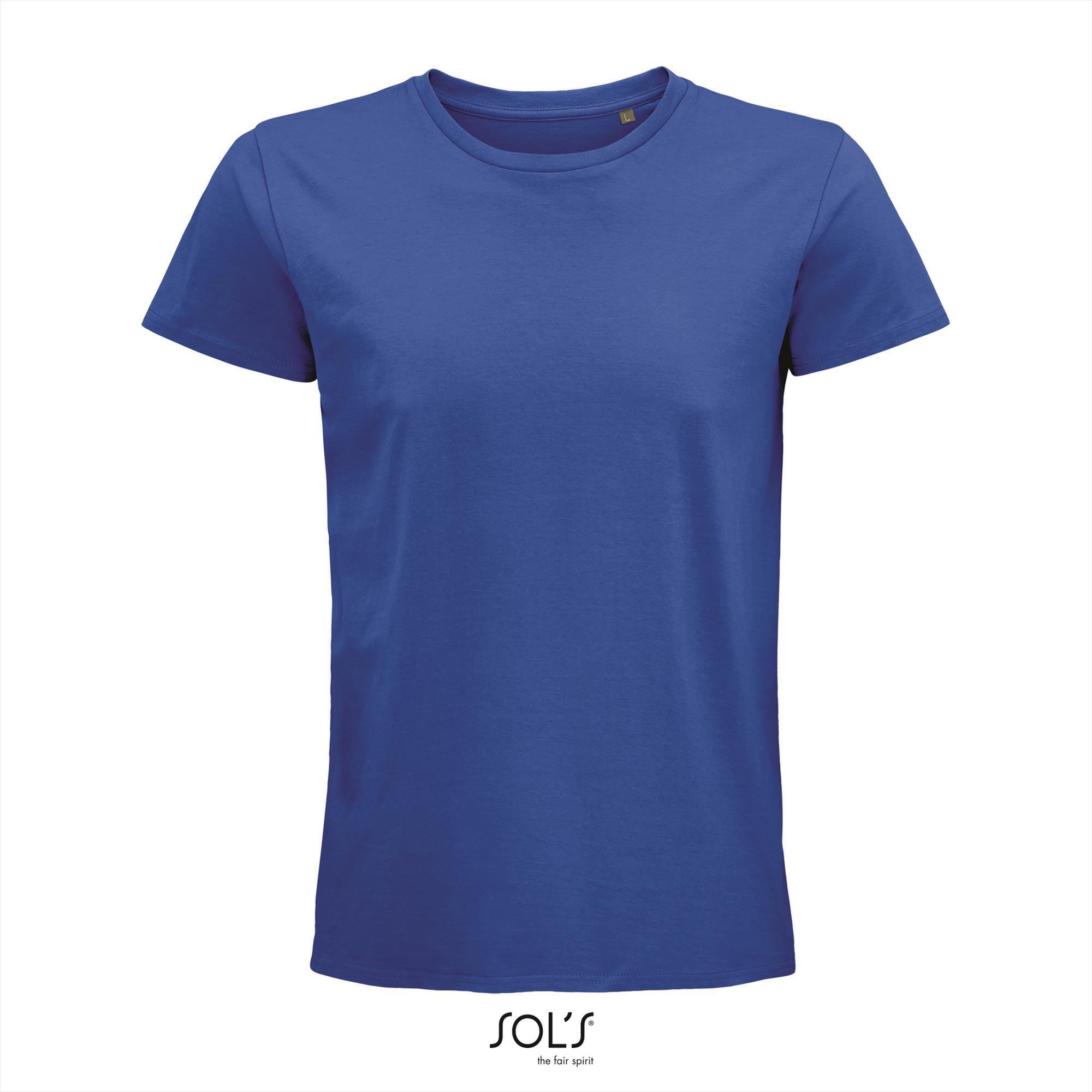 Heren T-shirt royal blauw biologisch katoen ronde hals