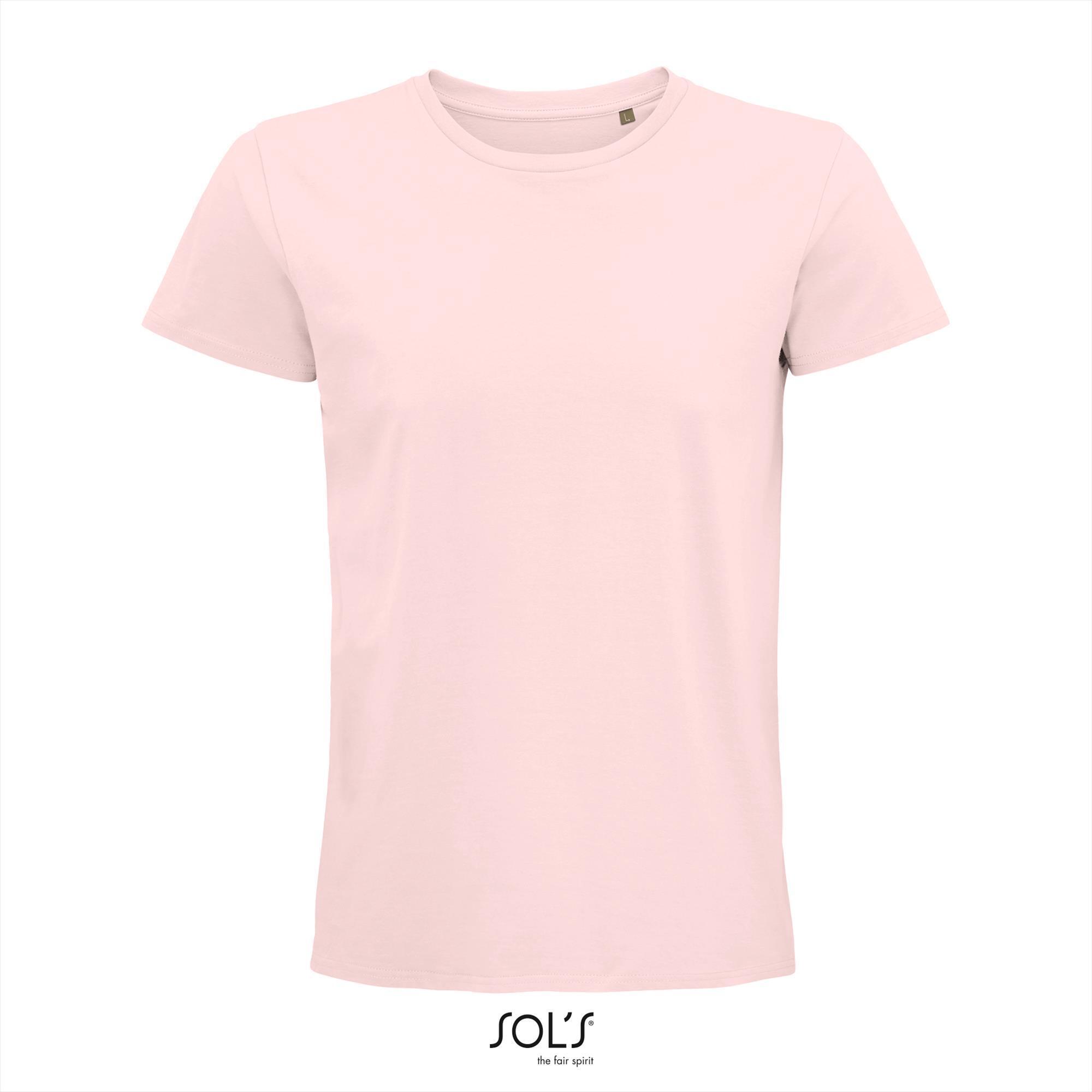 Heren T-shirt roze biologisch katoen ronde hals