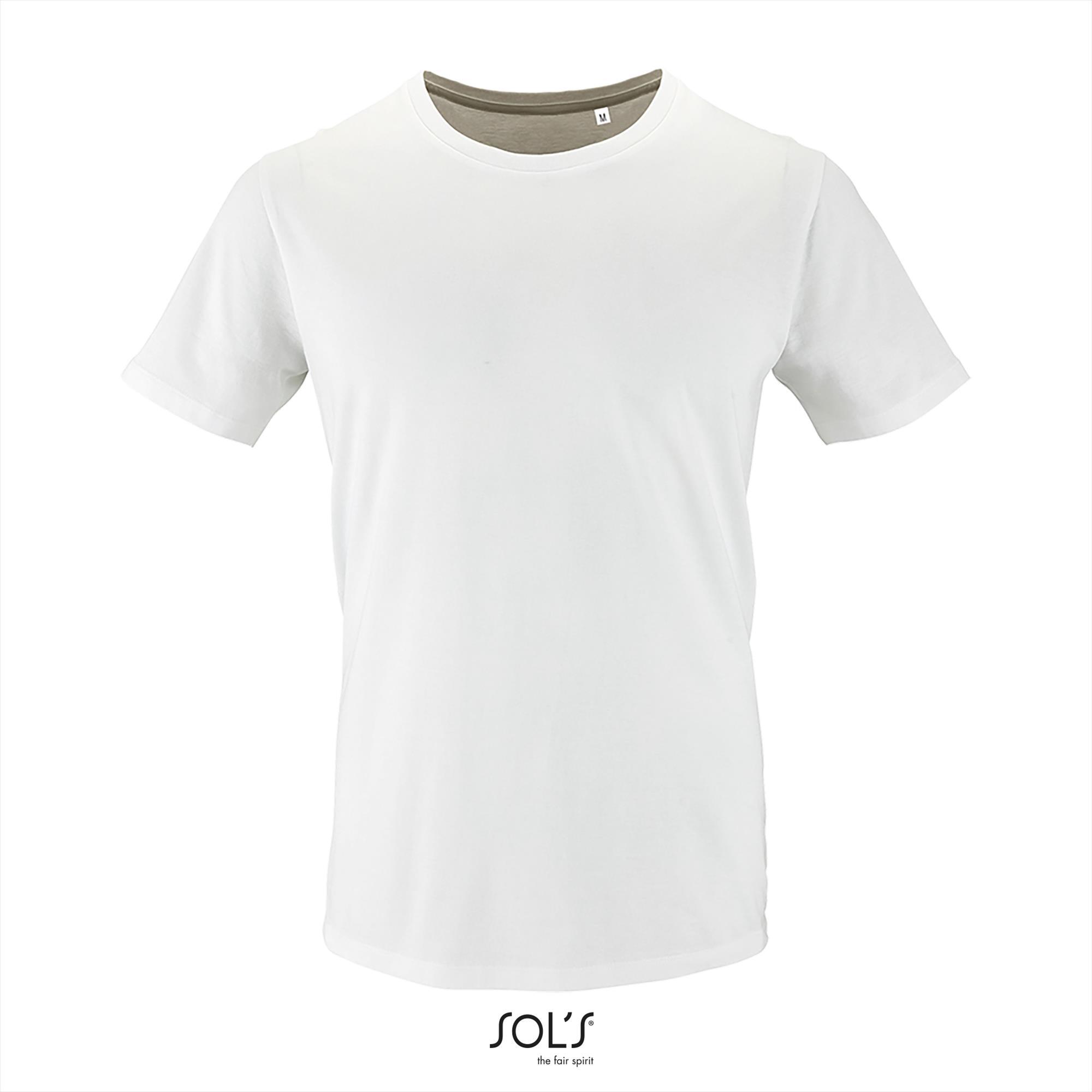 Heren T-shirt wit met ronde hals biologisch katoen