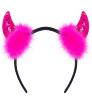 foto 3 Hoofdband met hoorntjes, pailletten roze