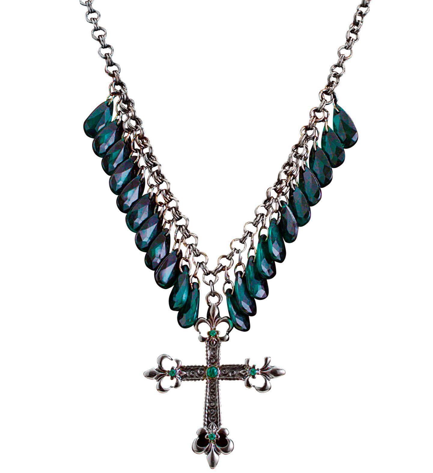 Ketting gothic met kruis, groen