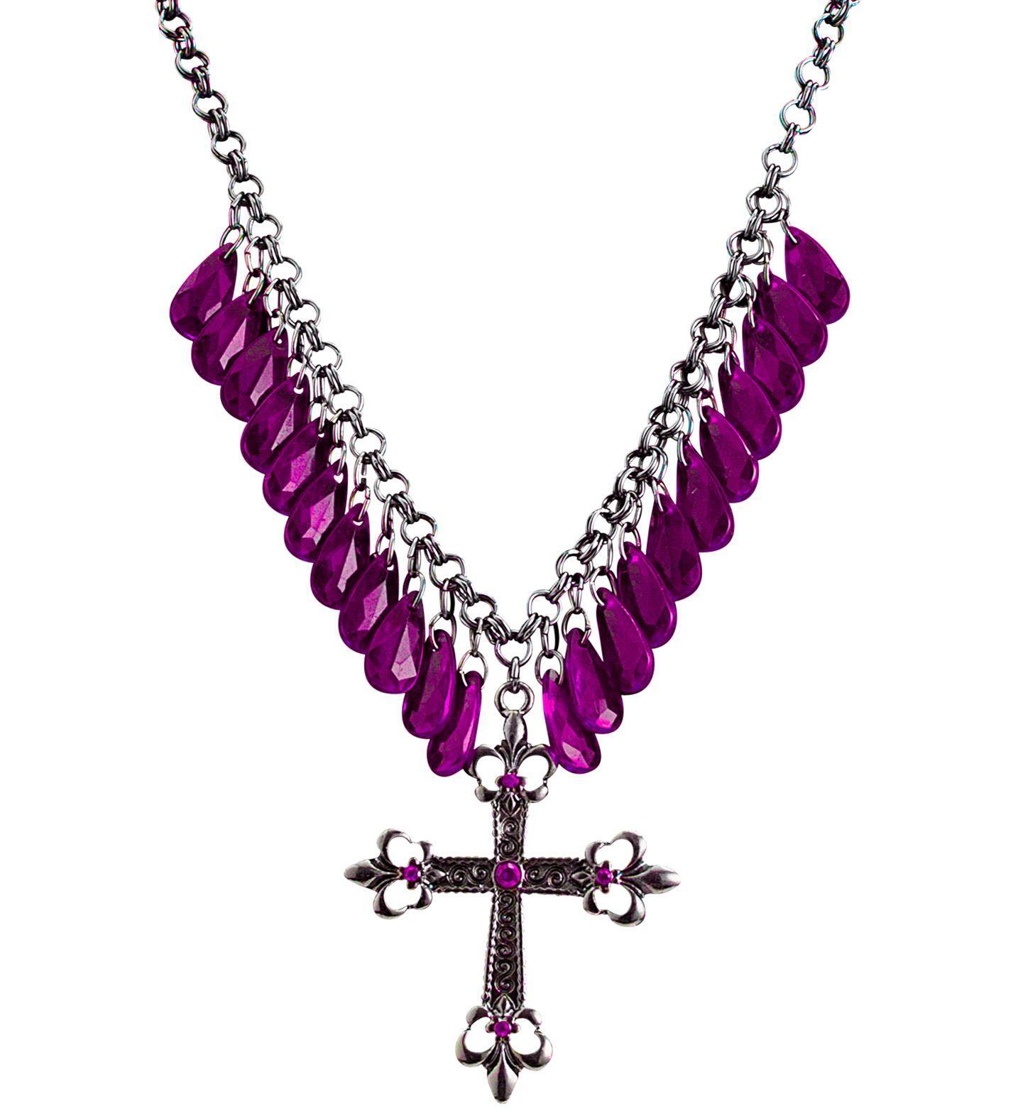 Ketting gothic met kruis, paars