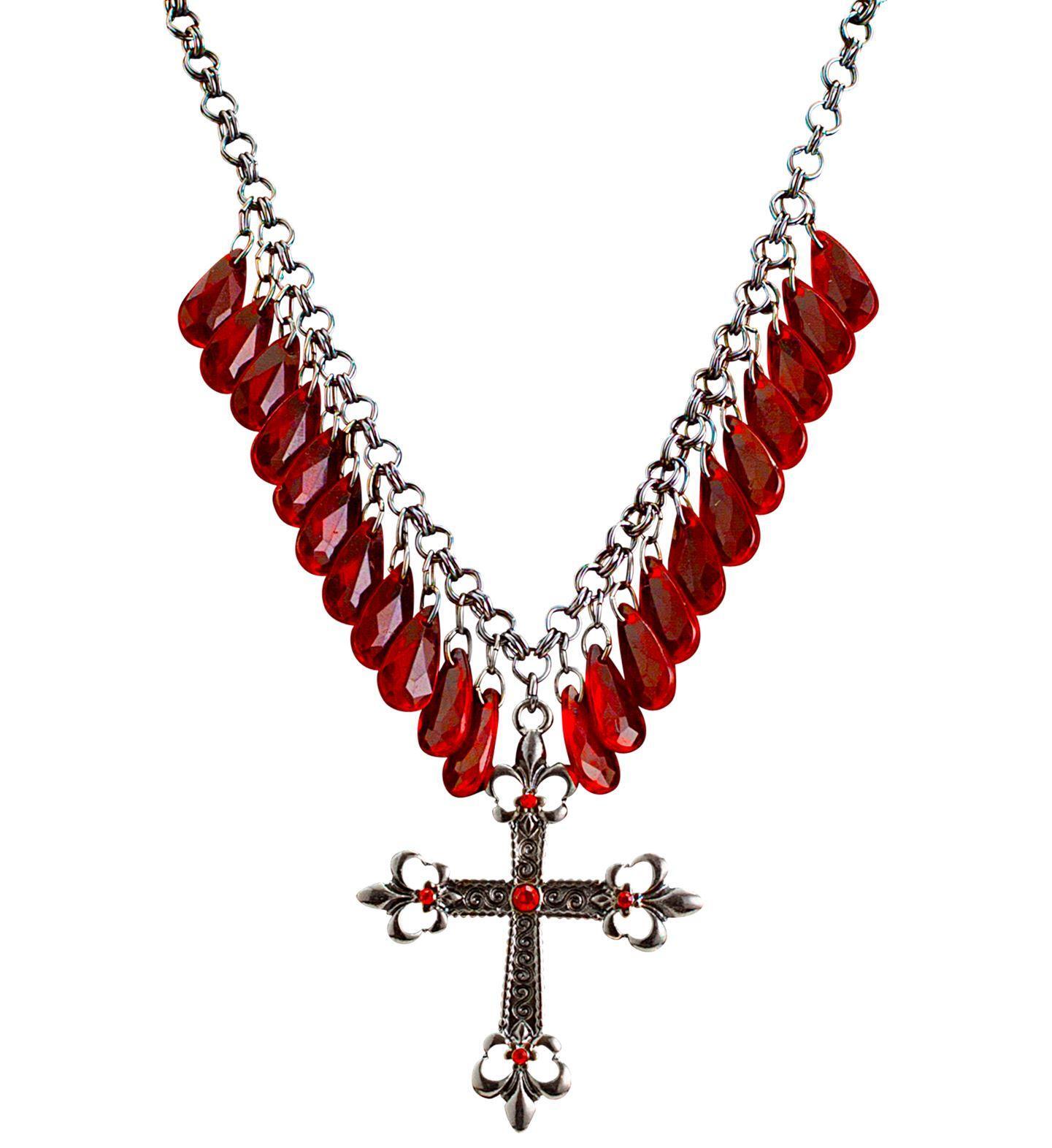 Ketting gothic met kruis, rood