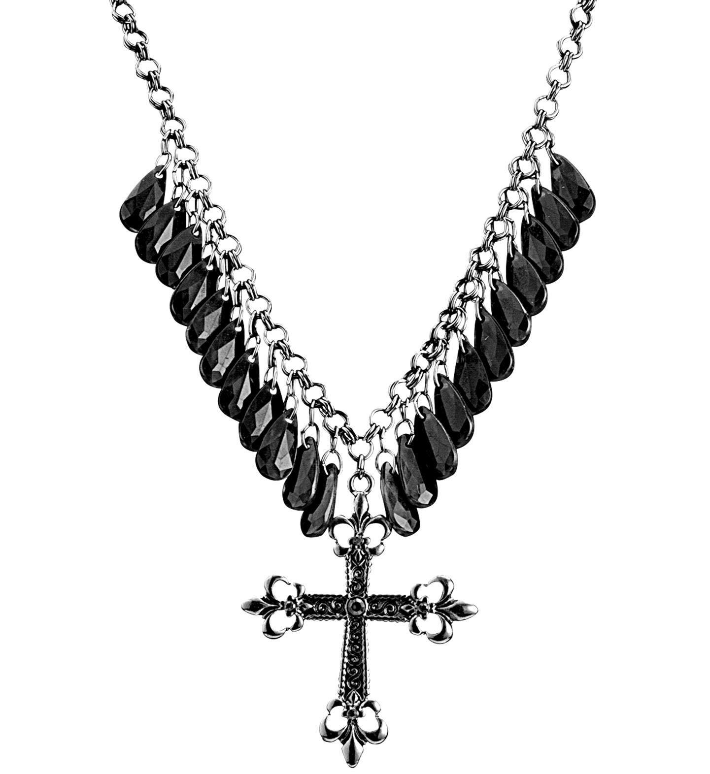 Ketting gothic met kruis, zwart